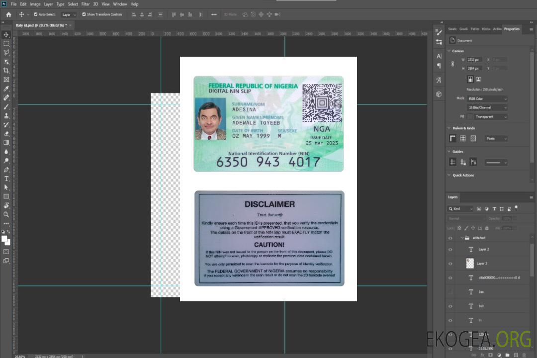 Carte d'identité numérique du Nigeria 2023-présent template Carte d'identité numérique du Nigeria 2023-présent template